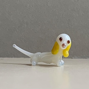 Micro GLASS DASCHUND DOG | Lampwork Handcrafted Glass Animal | Art Dog Figurine| 1/4 inch Animal Figure | Gift for Daschund Lovers