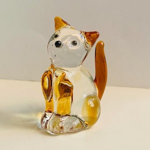 GLASS CAT | Lampwork Handcrafted Glass Animal | Art Cat Figurine| Animal Figure | Gift for Cat Lovers