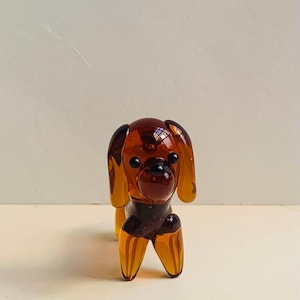 GLASS DASCHUND DOG | Lampwork Handcrafted Glass Animal | Art Weiner Dog Figurine| Animal Figure | Gift for Daschund Lovers