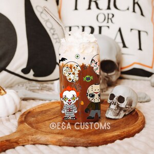 Horror Besties Glass Can Cup | Spooky Crew Glass Can Cup | Halloween