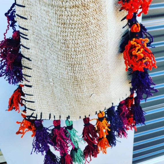 Vintage Large handmade fringed tribal bag ,gypsy … - image 6