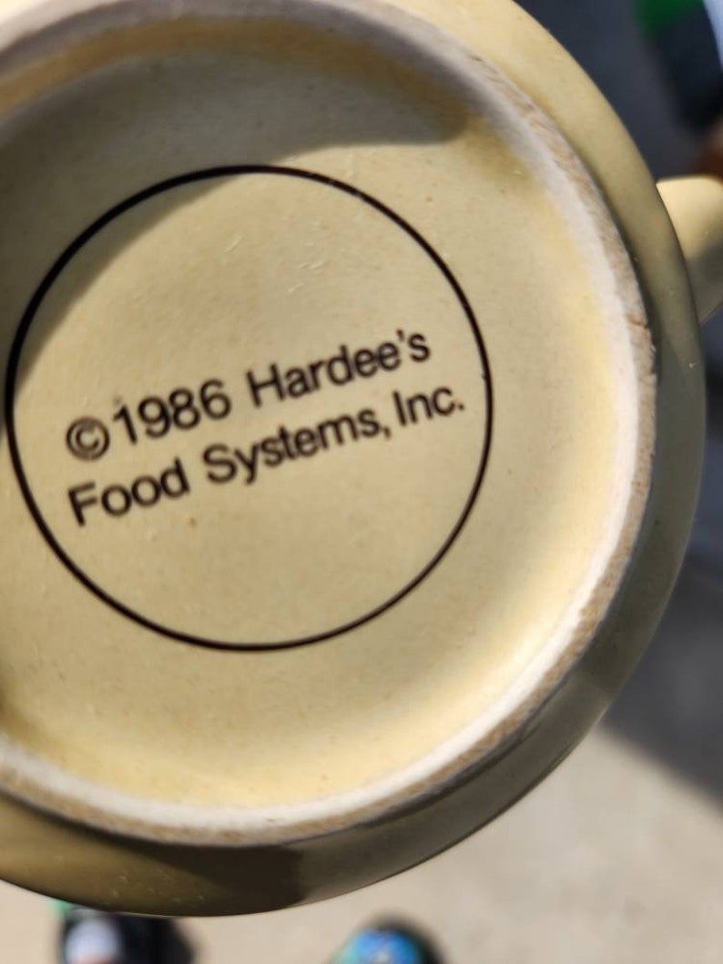 Hardees Coffee Mug 1986 Rise and Shine Homemade Biscuits Brown Etsy