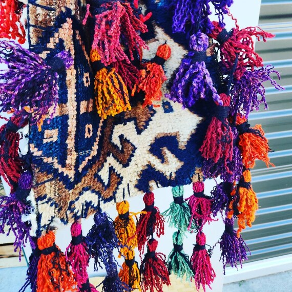 Vintage Large handmade fringed tribal bag ,gypsy … - image 1