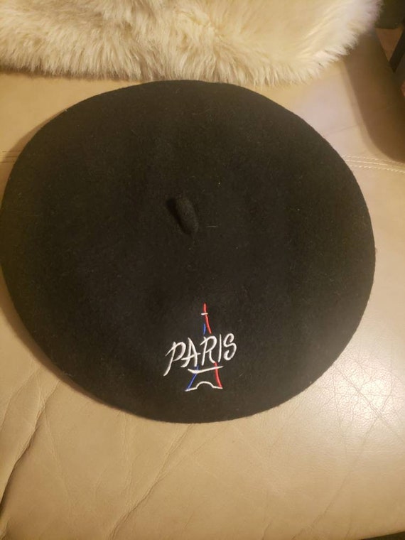 French Wool Beret Handembroidered in Paris Wool Be