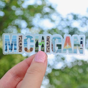 CLEAR Michigan Sticker, Vinyl Sticker, Michigan Sticker, Car Sticker, Waterproof Sticker, Michigan, Michigan Gift, Laptop Sticker