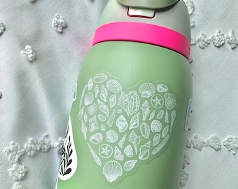 CLEAR Heart Shell Sticker, Vinyl Sticker, Waterproof Sticker, Shell Sticker, Water bottle Sticker, Clear Sticker, Beach Sticker, Shell Decor
