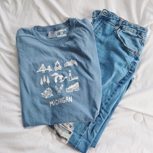 All Things Michigan T Shirt - Michigan Shirt, Great Lakes Shirt, Michigan Life Shirt, State of Michigan Shirt, Comfort Colors Shirt