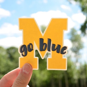 Waterproof Michigan Sticker, uofm Sticker, Michigan Gift, Ann Arbor, Go Blue Sticker, Go Blue Gift, Solid Sticker, Clear Sticker