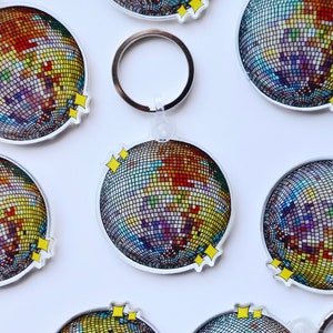 Disco Ball Acrylic Keychain, Disco Ball Gifts, Retro Keychain, Cute Keychain, Stocking Stuffer, Keychain, Trendy Keychain, 70s Keychain