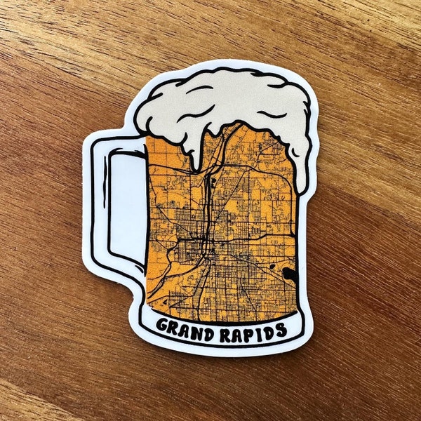 Waterproof Grand Rapids Beer Sticker, Beer City Sticker, Michigan Beer Sticker, Craft Beer Sticker, Brewery Sticker, Drink Local Michigan