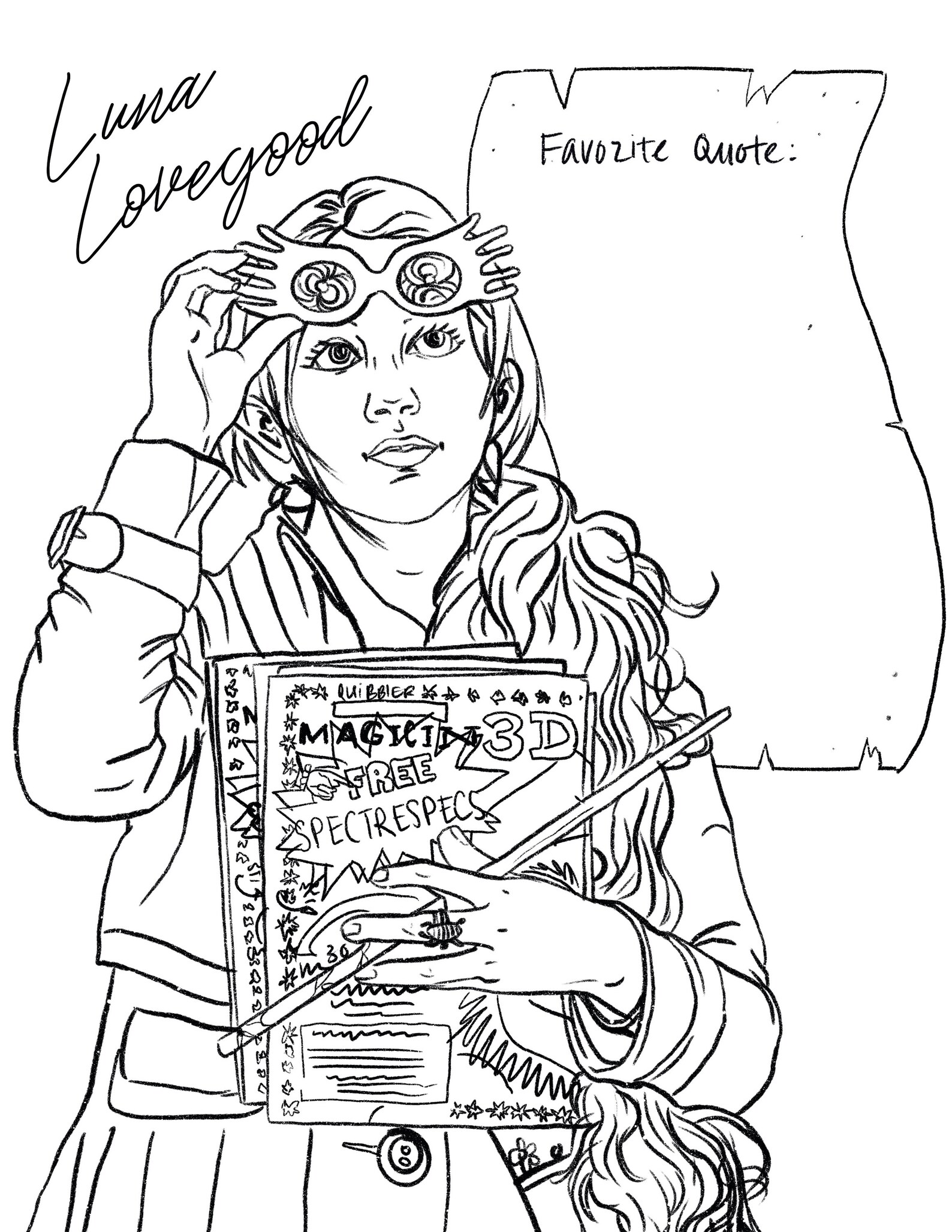 Luna Lovegood printable Coloring Page | Etsy India