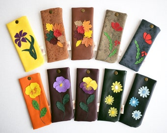 Floral Glasses Case. Eyeglasses Pouch. Colorful Sunglasses Case