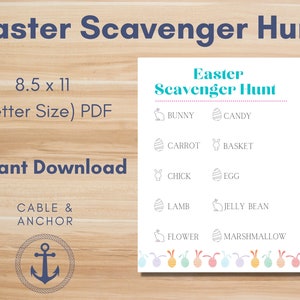 Easter Scavenger Hunt Printable | Easter Treasure Hunt | Egg Hunt | Scavenger Hunt