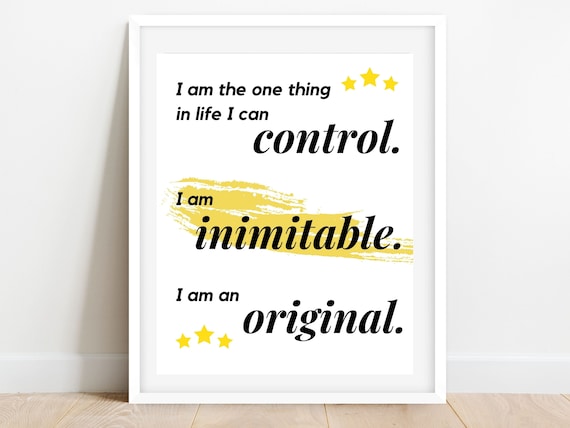 I Am Inimitable I Am an Original Hamilton Lyrics Wall Art