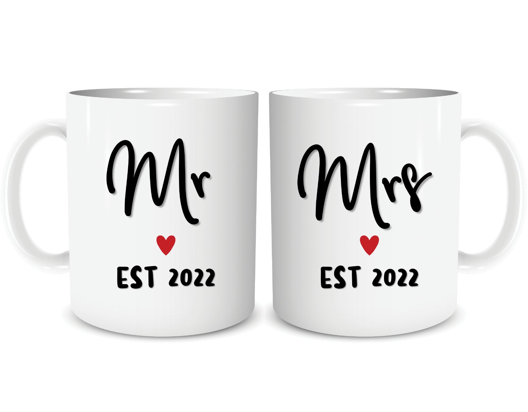 PERSONALISED MR & MRS MUGS SET Unique Wedding Present or Anniversary Couple Gift 
