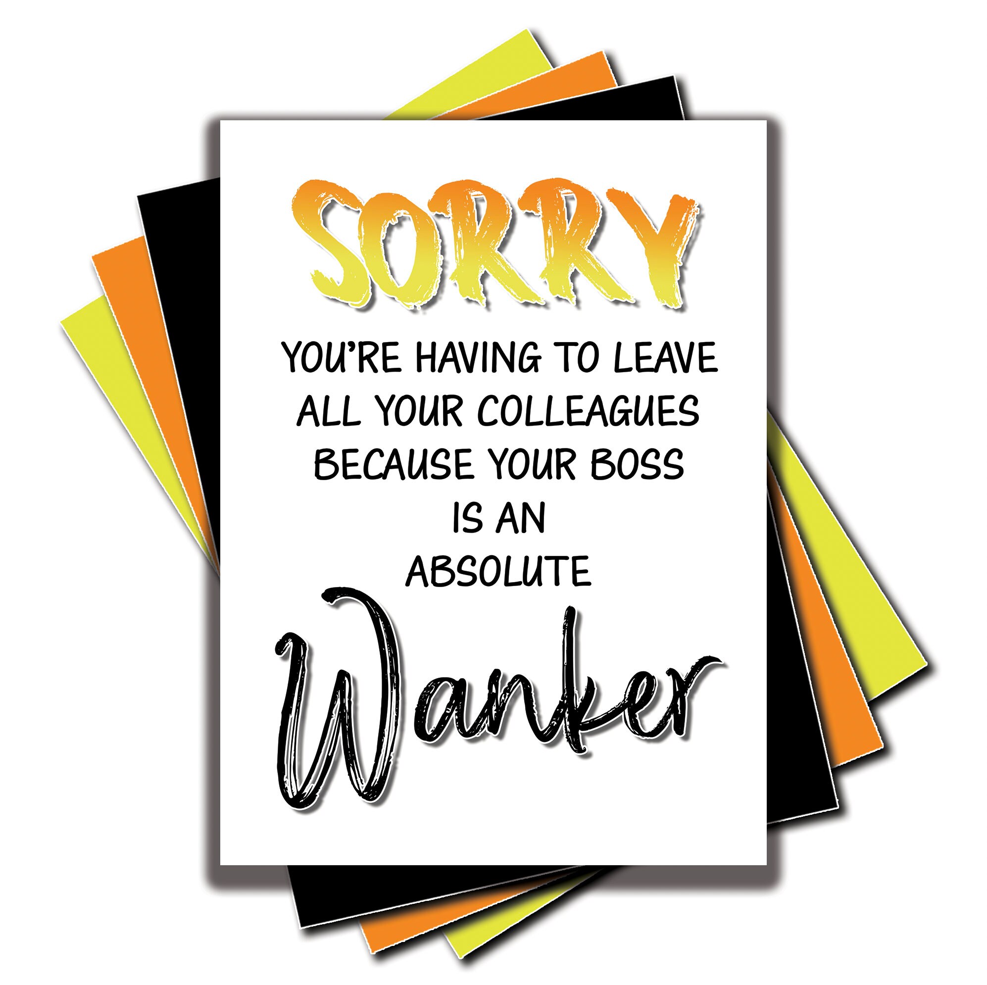 Funny Rude Leaving Card Wanker Boss Card Sorry You're Etsy UK