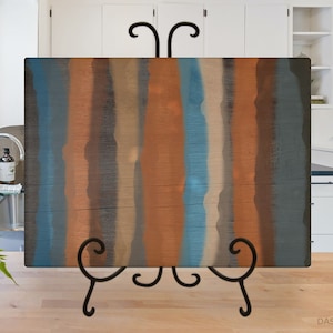 Glass Cutting Board with Abstract Art, Tempered Glass, Kitchen Decor, Glass Art Panel, Large Glass Trivet, Hostess Gift, Home Decor Gift