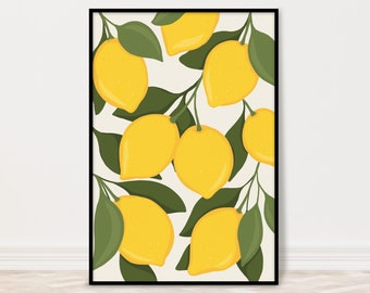 Lemon Kitchen Print | Yellow Lemon Citrus Fruit Art Kitchen Decor | For Dining Room and Kitchen | Size 5x7, 8x10, 11x14, 16x20, 18x24, 24x36