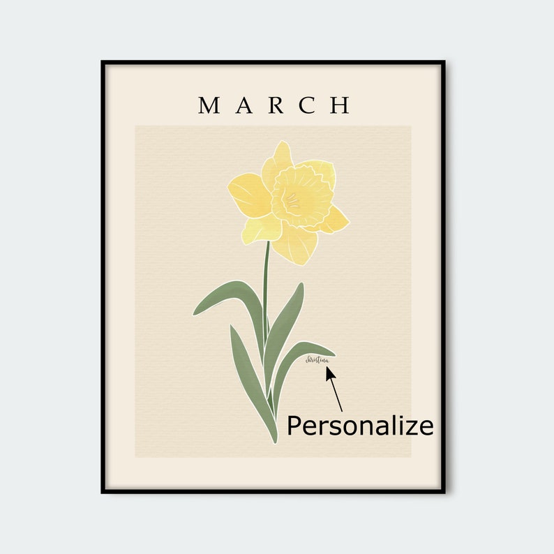 Personalized March Daffodil Birth Flower Print