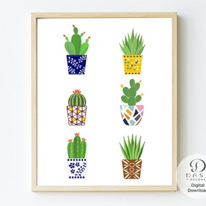 Kaktus Wandkunst für Kinderzimmer, Spielzimmer und Schlafzimmer - DIY Kaktus Poster -Sukkulenten Wandkunst Boho Wüstenkaktus Kinderzimmer Kunstdruck -Printable