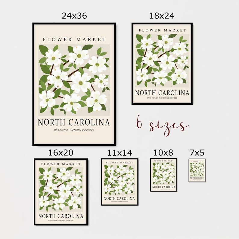 North Carolina State Flower Dogwood Flower Market Print