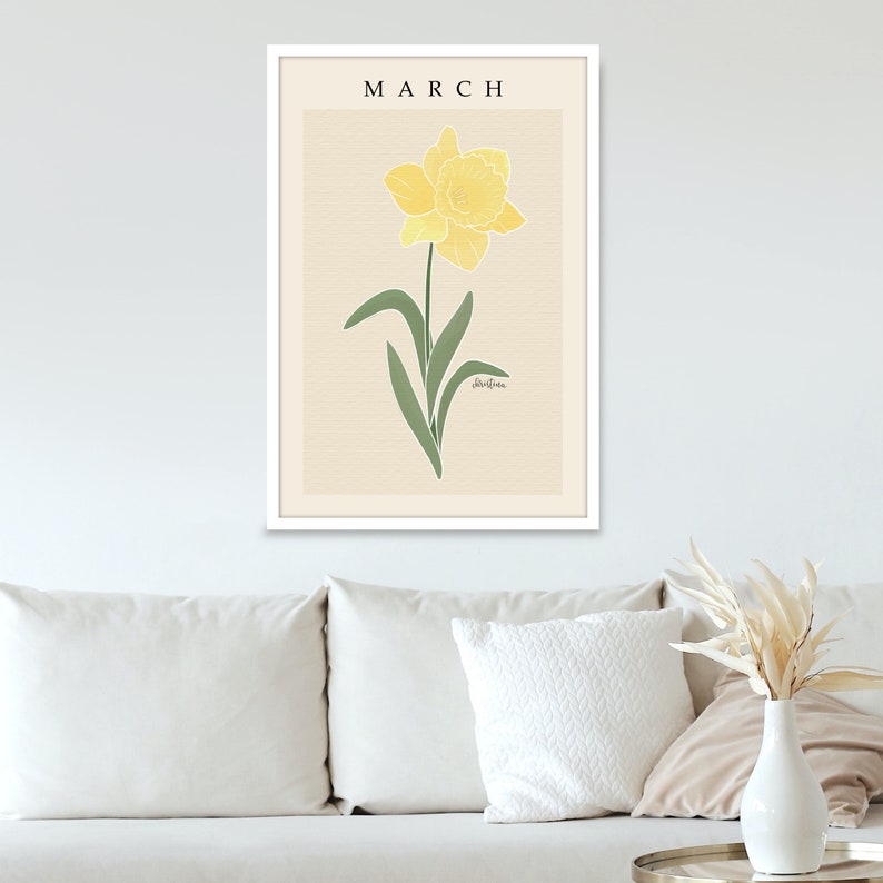 Personalized March Daffodil Birth Flower Print