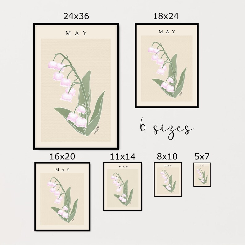 Personalized May Lily of The Valley Birth Month Flower Print Poster