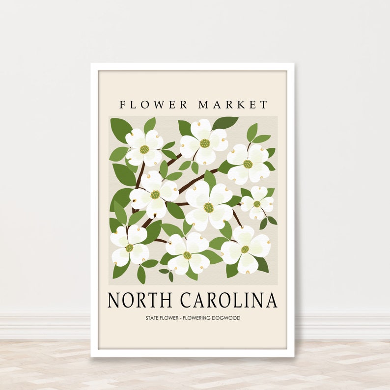 North Carolina State Flower Dogwood Flower Market Print