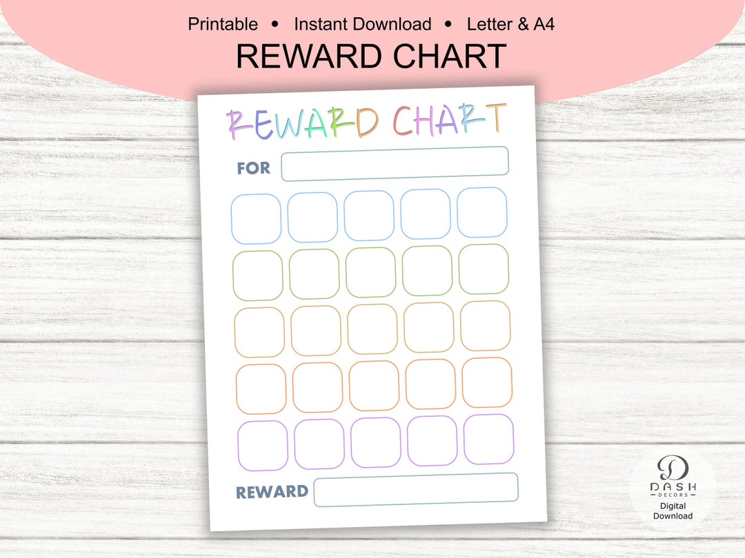 Rainbow Reward Chart for Kids - Printable Reward Chart for Potty ...