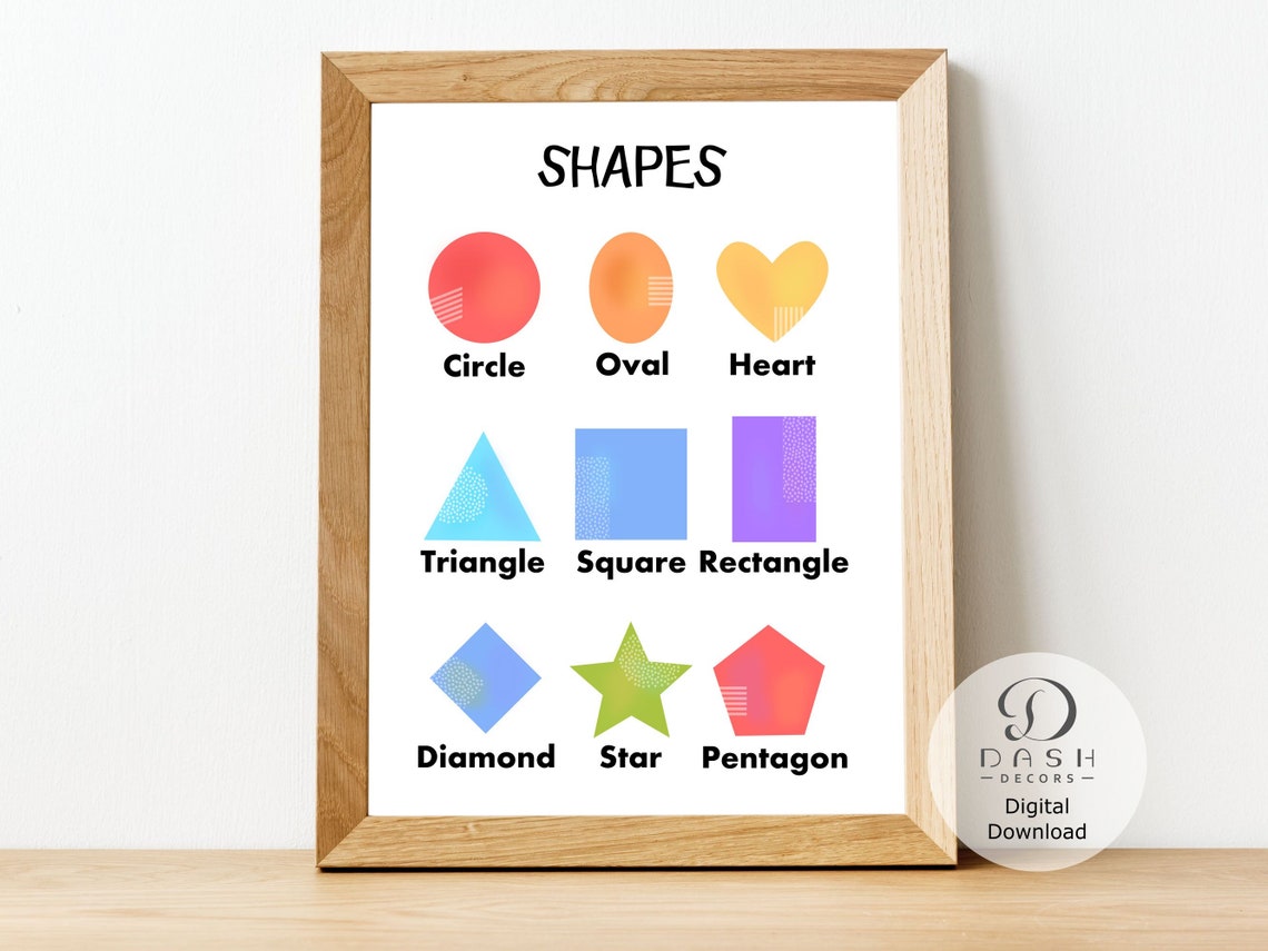 Geometric Shapes Printable Poster &amp; Chart Rainbow Color Montessori ...