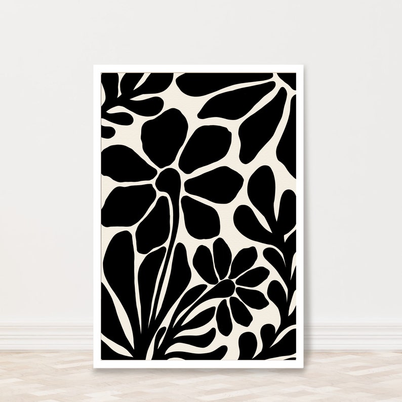 Black and Beige Floral Art Print