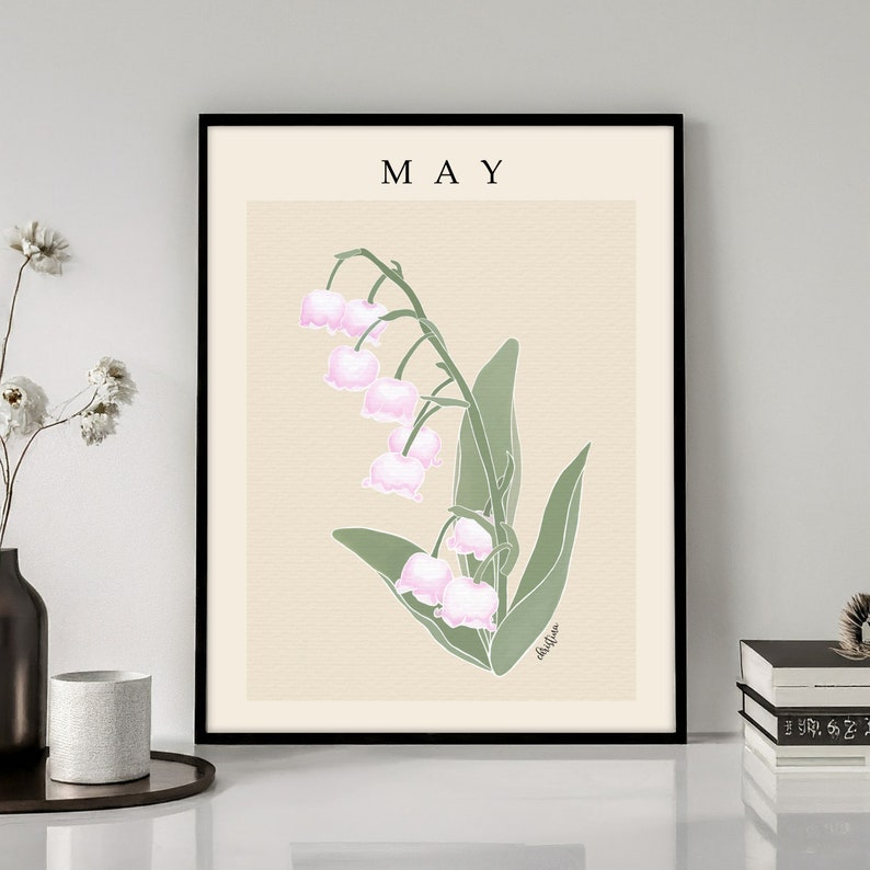 Personalized May Lily of The Valley Birth Month Flower Print Poster