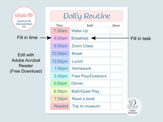 La Routine Modele Modèle De Tableau De Routine Quotidienne