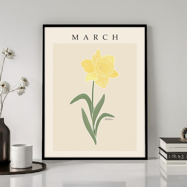 Personalized March Daffodil Birth Flower Print