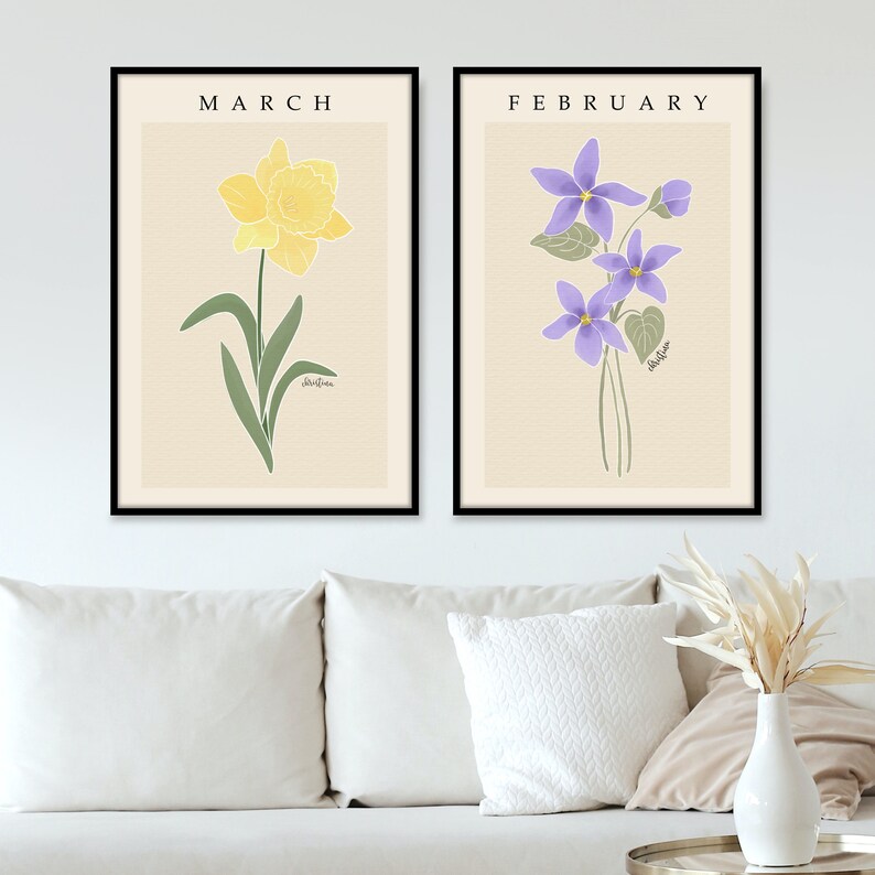 Personalized March Daffodil Birth Flower Print