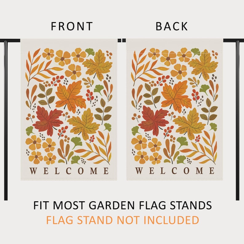 Boho Fall Foliage Welcome Garden Flag and House Flag | Cottagecore ...