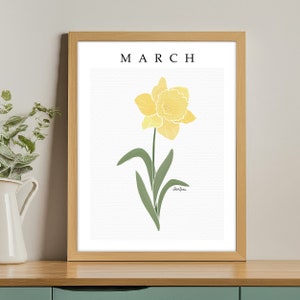 Personalized March Daffodil Birth Flower Print