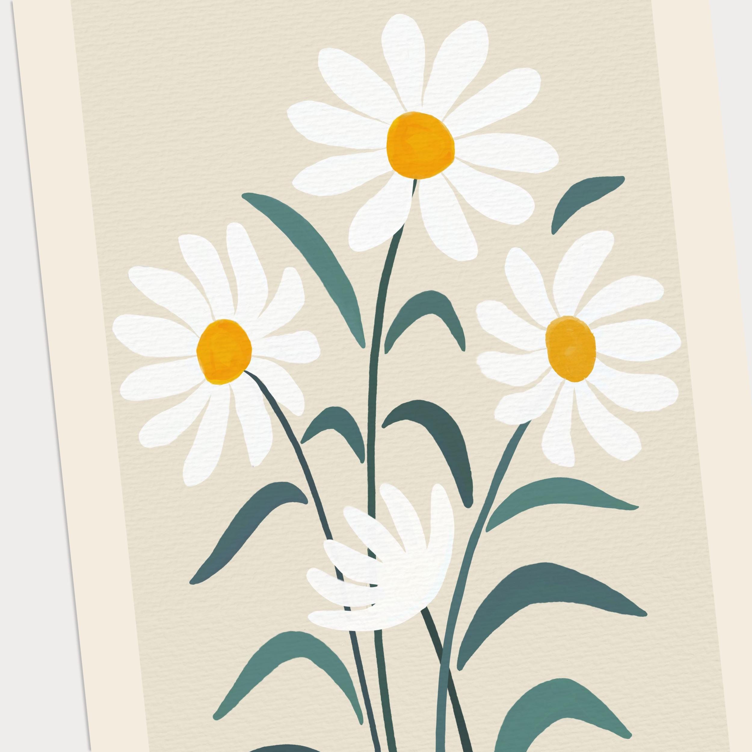 White Daisy Flower Art Print | Unframed | Neutral Botanical Floral