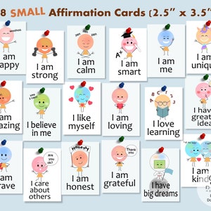 Carte di affermazione giornaliere stampabili per bambini - Mazzo di carte di affermazione positività motivazionale digitale - Stampe di affermazione digitale Montessori