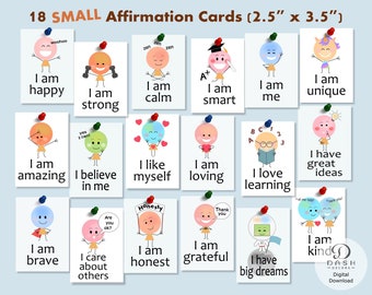 Printable Daily Affirmation Cards for Kids - Digital Motivational Positivity Affirmation Card Deck - Montessori Digital Affirmation Prints
