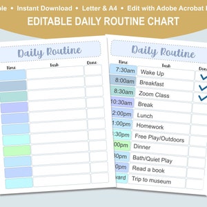 Editable Daily Routine Printable Chart for Kids Chore, Rhythm, Potty ...