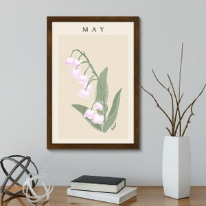Personalized May Lily of The Valley Birth Month Flower Print Poster