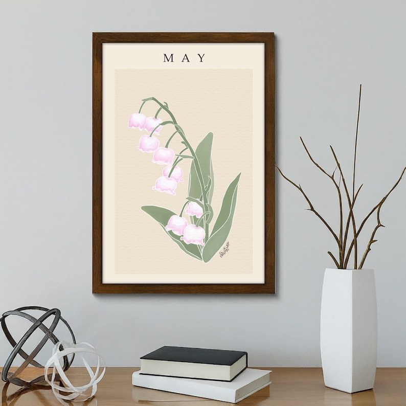 Personalized May Lily of The Valley Birth Month Flower Print Poster