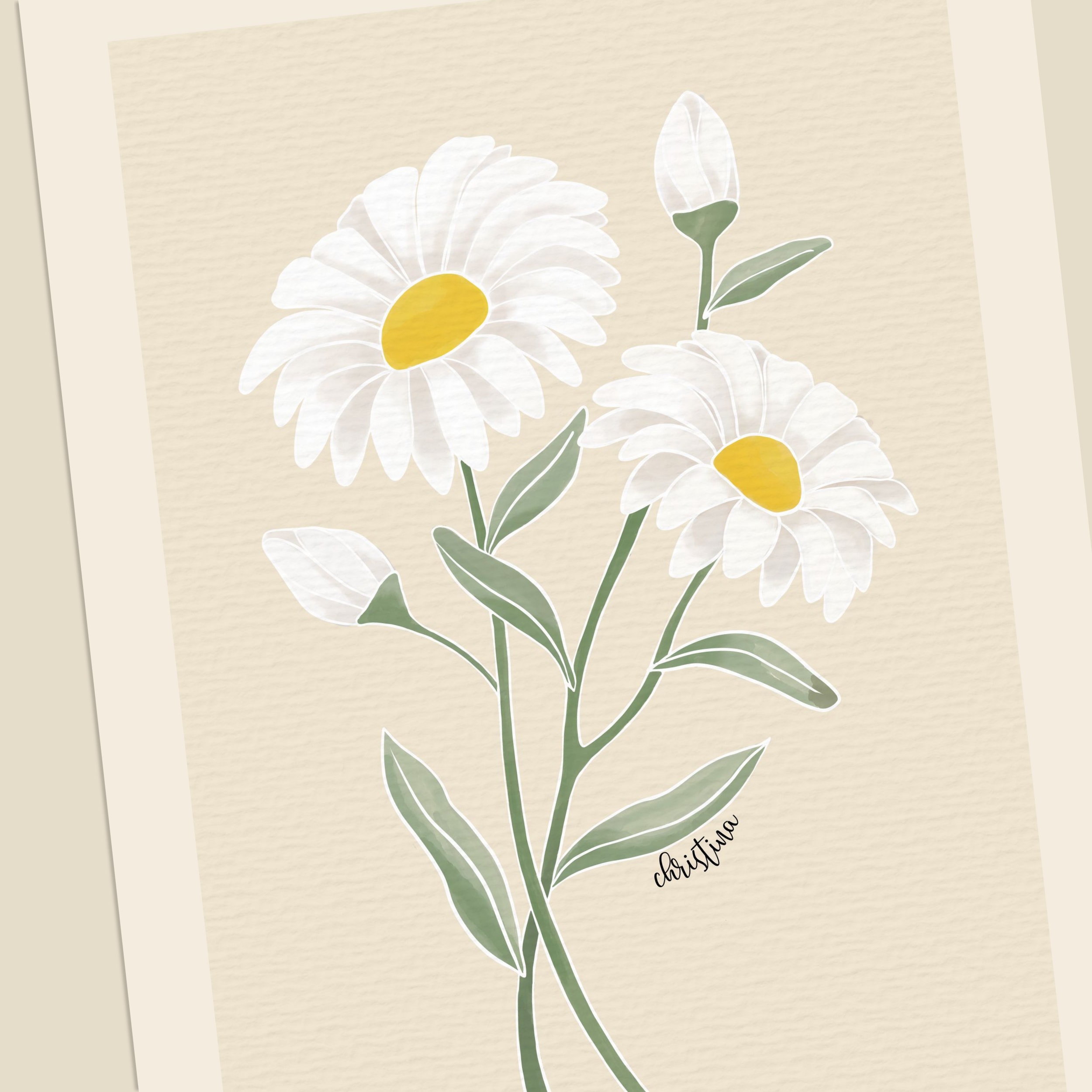 April Daisy Birth Month Flower Print | Personalized Birth Flower