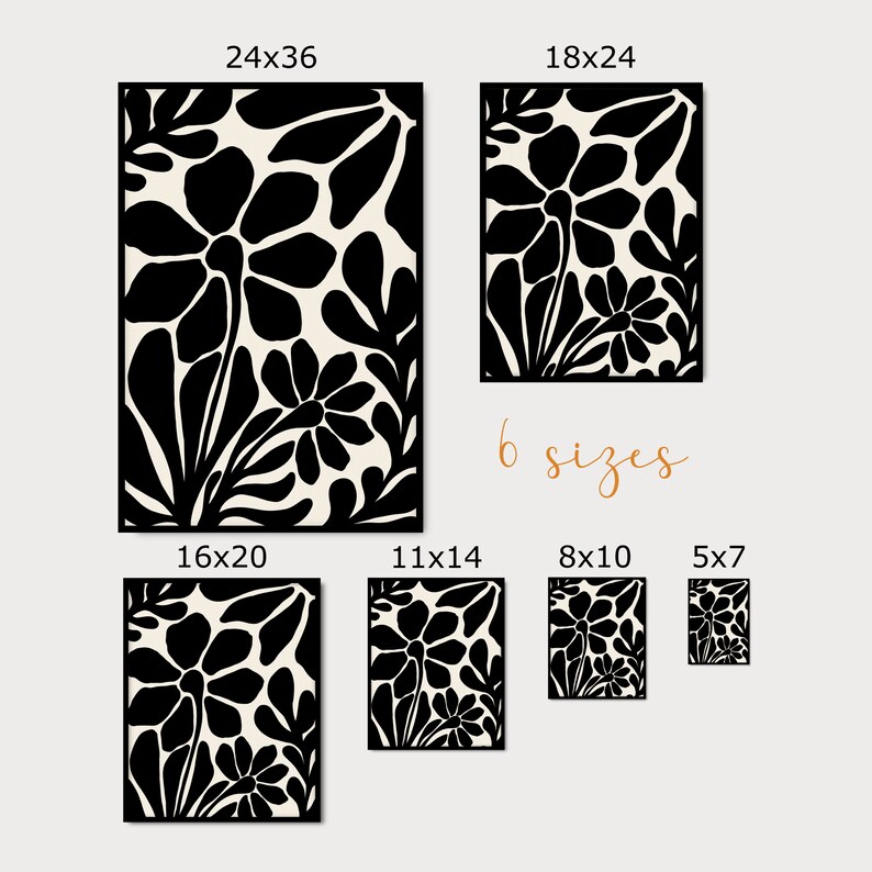 Black and Beige Floral Art Print