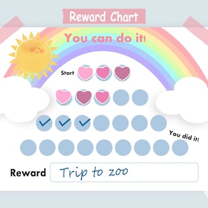 Printable Rainbow Reward Chart for Kids - Potty Chart, Sleep Chart, Chore Chart, Meal Chart, Sticker Chart for Girls - Toddler Reward Chart