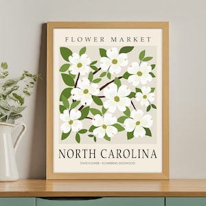 North Carolina State Flower Dogwood Flower Market Print