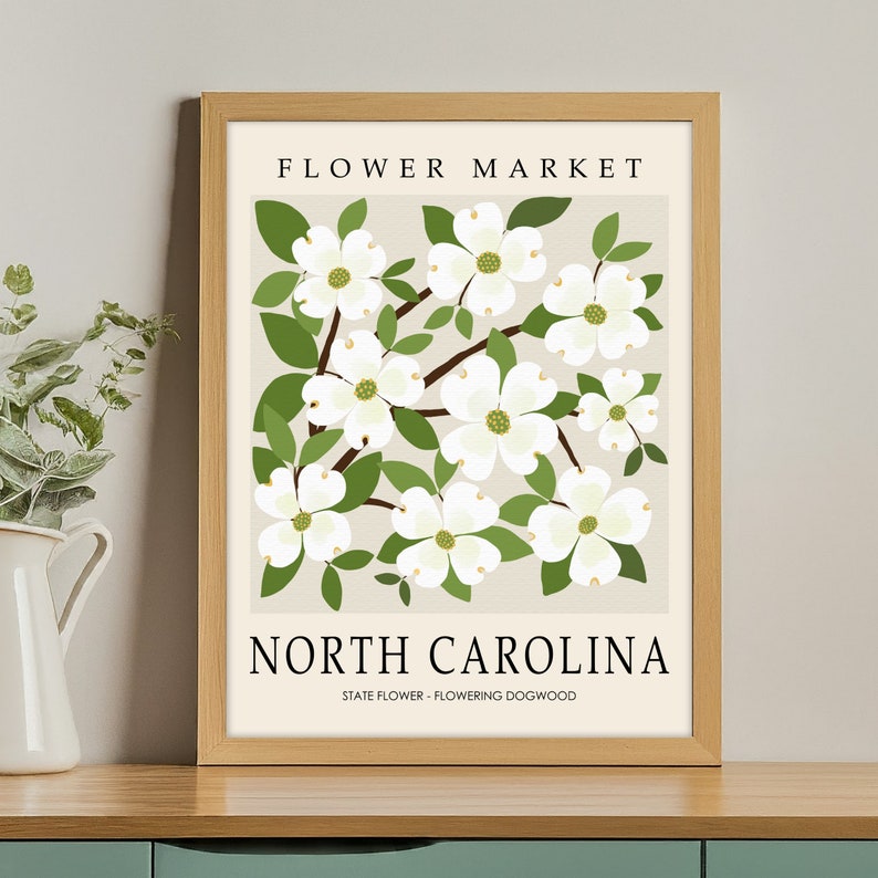 North Carolina State Flower Dogwood Flower Market Print