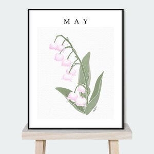 Personalized May Lily of The Valley Birth Month Flower Print Poster