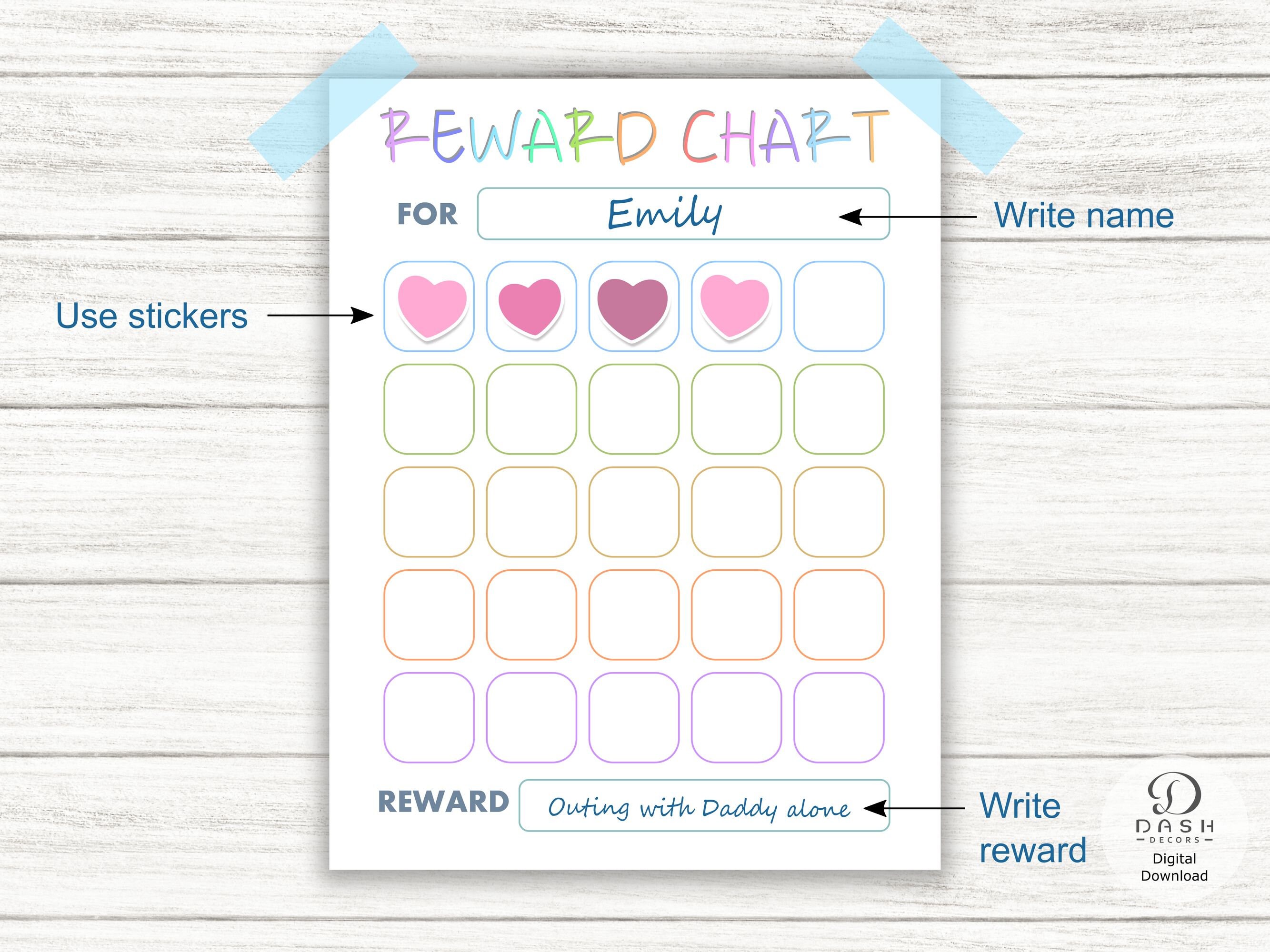 Rainbow Reward Chart for Kids - Printable Reward Chart for Potty ...
